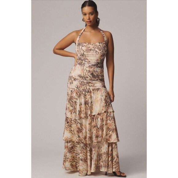 casual long sleeve summer dress Mini Leopard Print V-Neck Empire Waist featuring a bohemian Christmas - Santa Vintage Inspired Christmas Dress, Color:159 Camomile